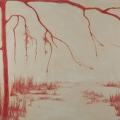 Red Dune Encaustic and conte on panel 32