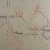 Symbiosis Encaustic, conte and graphic on panel 25
