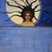 Woman with the Moon and Ocean Oil on vellum 32